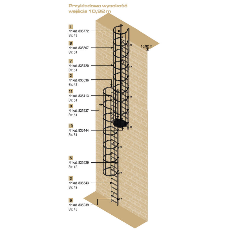 Drabina pionowa ewakuacyjna aluminiowa Krause 10,92 m