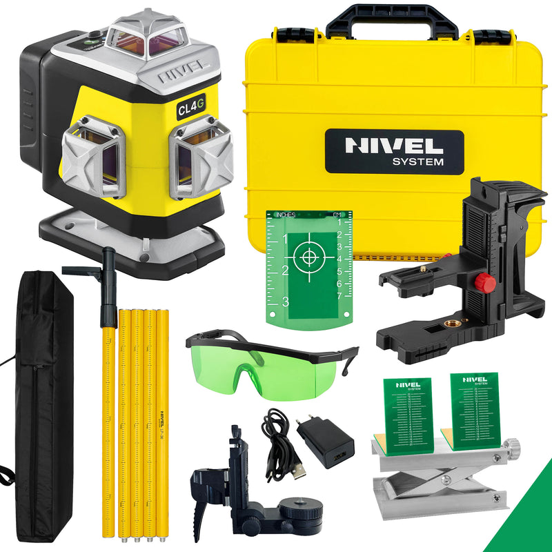 Laser krzyżowy Nivel System CL4G zielony (4 x 360) + tyczka