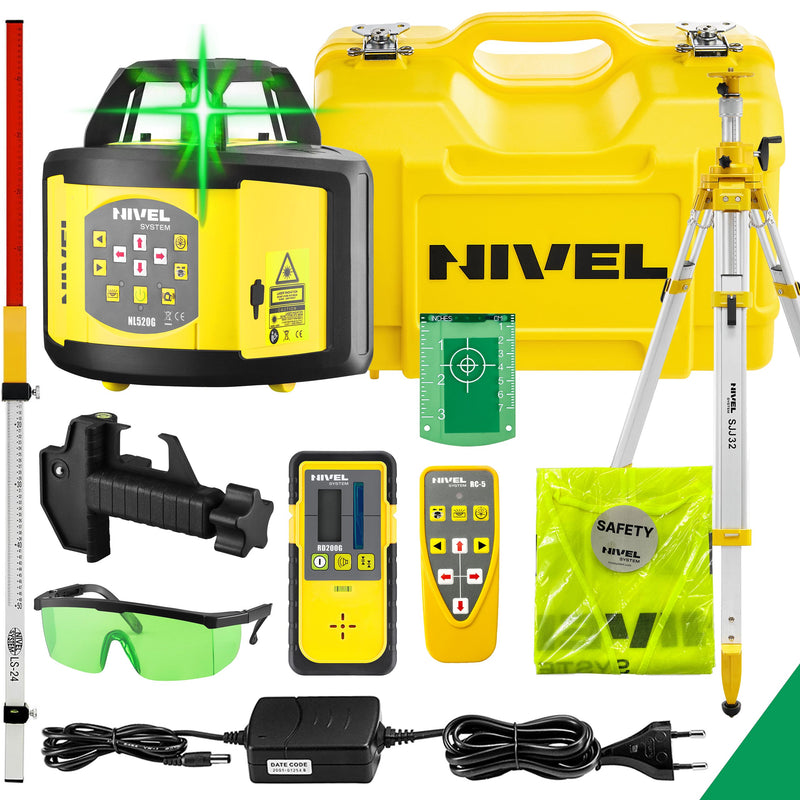 Niwelator laserowy Nivel System NL520G + łata + statyw z wysięgnikiem
