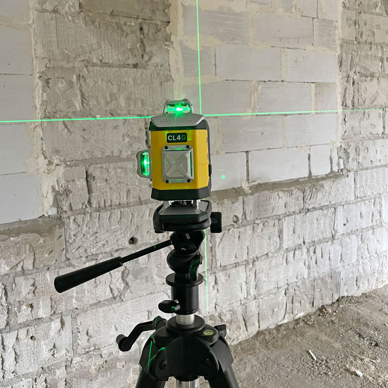 Laser krzyżowy Nivel System CL4G zielony (4 x 360) + statyw z wysięgnikiem + czujnik CLS-4