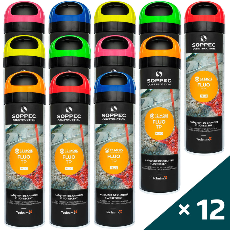 Farba geodezyjna Soppec FLUO TP MIX kolorów 12 szt.