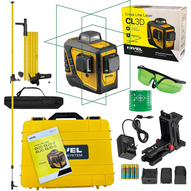 Multi-laser krzyżowy Nivel System CL3D-G zielony (3 x 360) + tyczka
