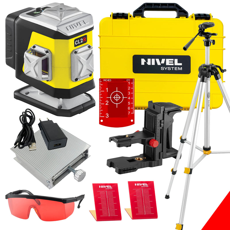 Laser krzyżowy Nivel System CL2R czerwony (2 x 360) + statyw z wysięgnikiem
