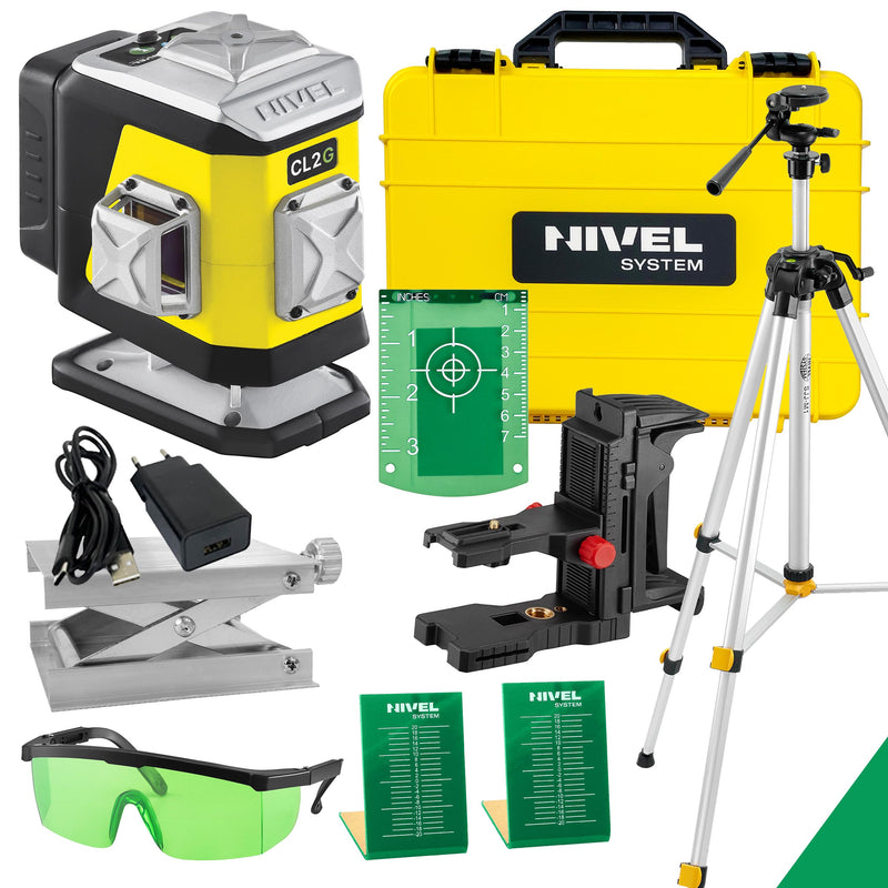 Laser krzyżowy Nivel System CL2G zielony (2 x 360) + statyw z wysięgnikiem