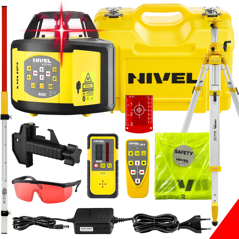 Niwelator laserowy Nivel System NL520 + łata + statyw z wysięgnikiem